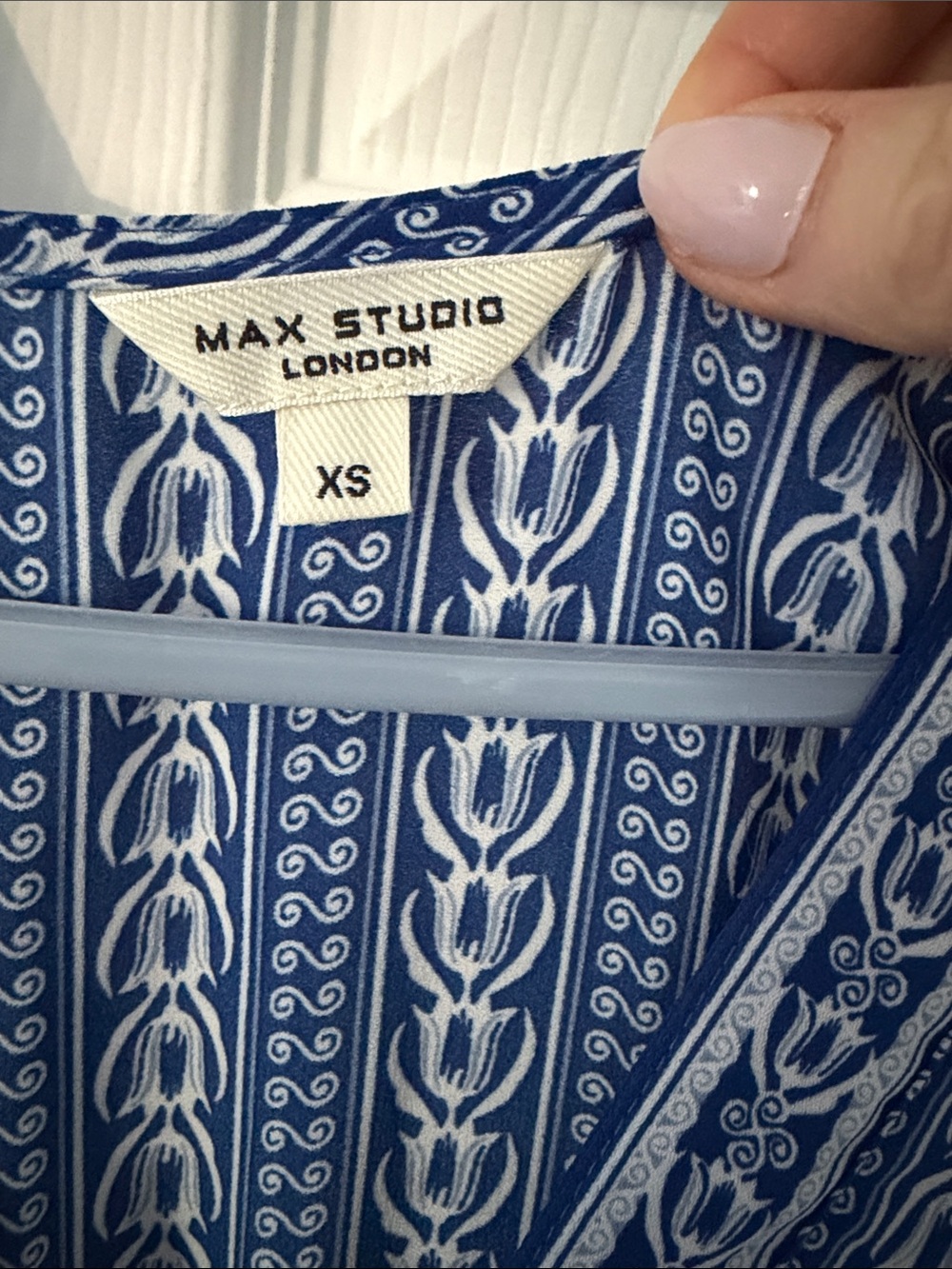 Max Studio Blue Patterned V-Neck Maxi Dress - Picture 2 of 5